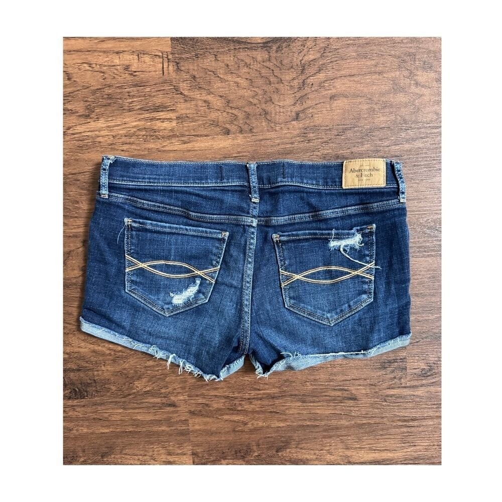 Abercrombie Y2K Retro Womens Micro Mini Denim Shorts Distressed